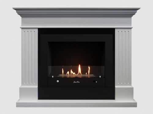 Каминный портал МДФ "Турин 1350" с биокамином Lux Fire "Фаер Бокс 4-33" (белый)