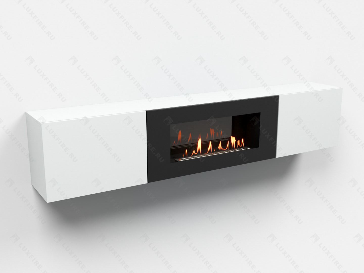 Тумба ТВ Lux Fire "Енисей" настенная 2000 матовая, белая с биокамином 900 Тумба ТВ Lux Fire "Енисей" настенная 2000 матовая, белая с биокамином 900
