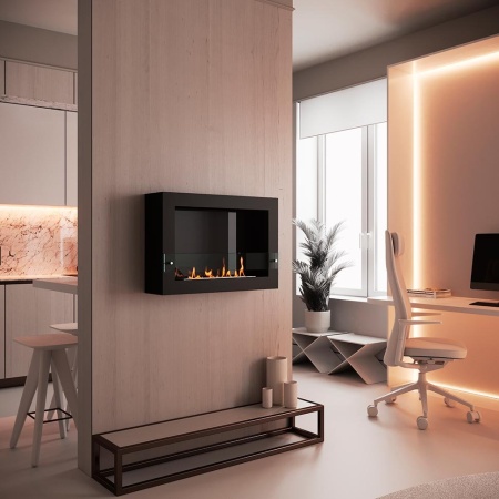 Биокамин SteelHeat WALL ONE 800 черный, стемалит по цене 29 505 руб.