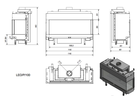 Газовая топка Kratki LEO/P/100/NG (магистральный газ)